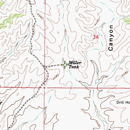 Topographic Map of Miller Tank, AZ