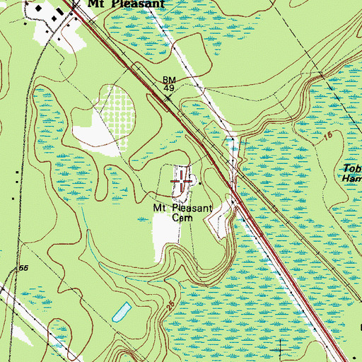 Topographic Map of Mount Pleasant Cemetery, GA