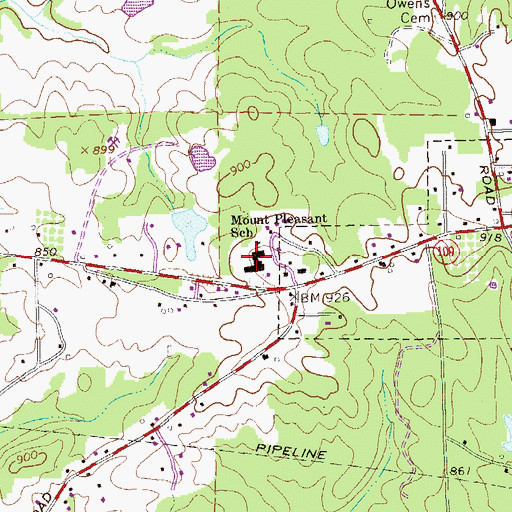Topographic Map of Mount Pleasant School, GA