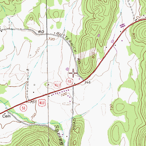 Topographic Map of Mountain Spring Church, GA