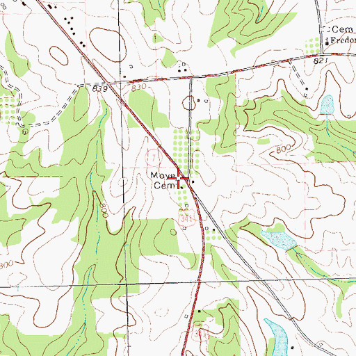 Topographic Map of Moye Cemetery, GA