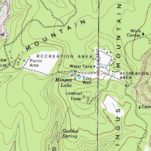 Topographic Map of Mingus Lake, AZ