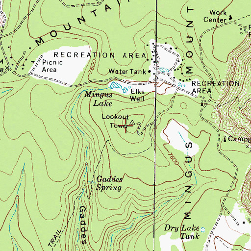 Topographic Map of Mingus Mountain, AZ