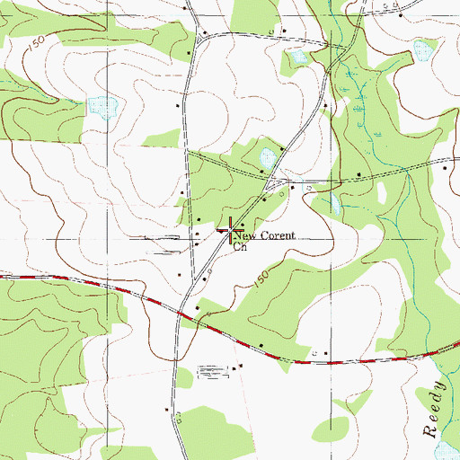 Topographic Map of New Corent Church, GA