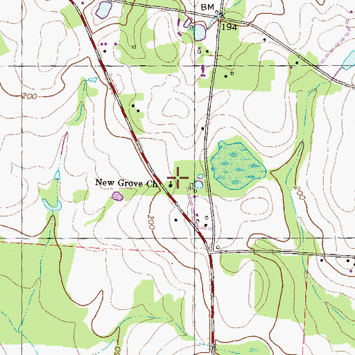 Topographic Map of New Grove Church, GA
