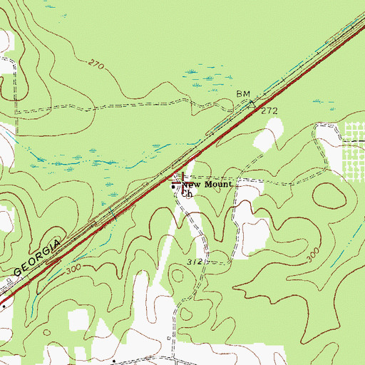 Topographic Map of New Mount Church, GA