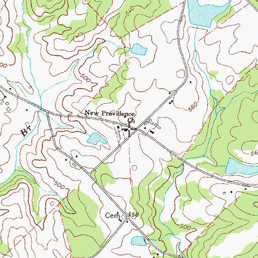Topographic Map of New Providence Church, GA