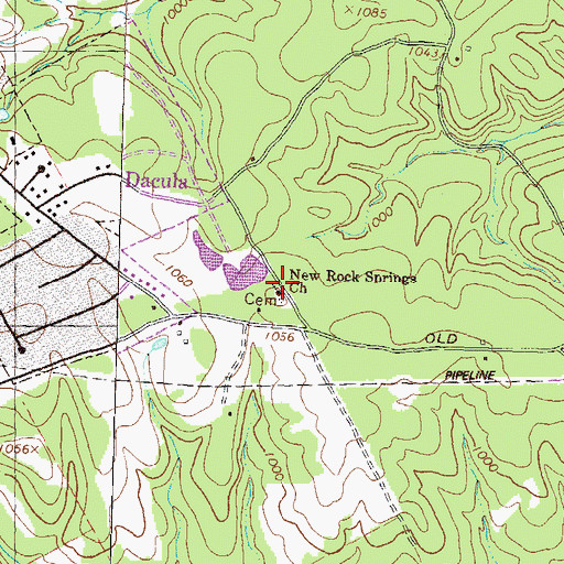 Topographic Map of New Rock Springs Church, GA