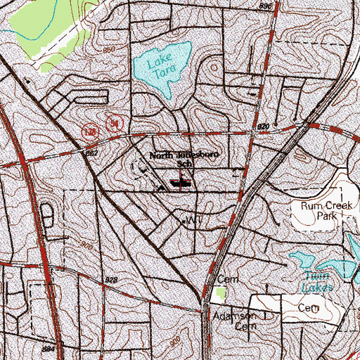 Topographic Map of North Jonesboro School, GA