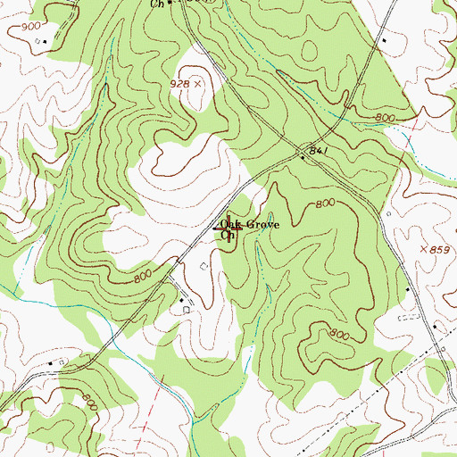 Topographic Map of Oak Grove Church, GA