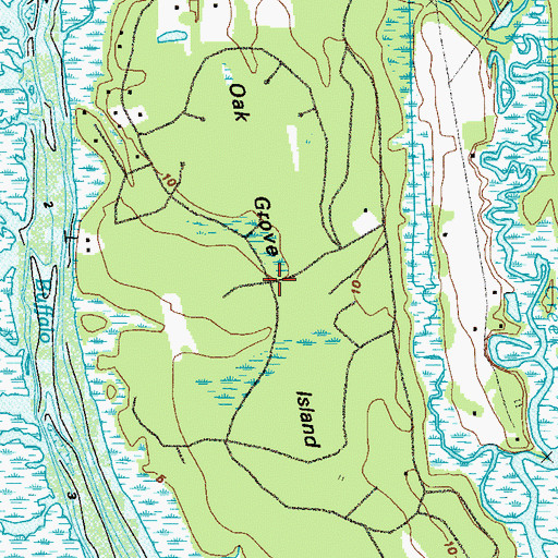 Topographic Map of Oak Grove Island, GA