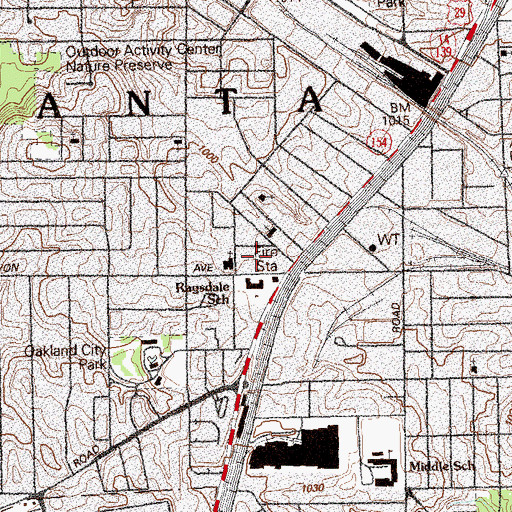 Topographic Map of Oakland City Church, GA
