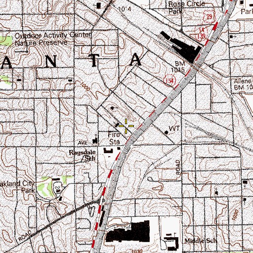 Topographic Map of Oakland City Church, GA