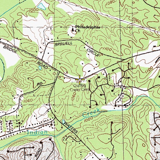 Topographic Map of Old Big Creek Cemetery, GA