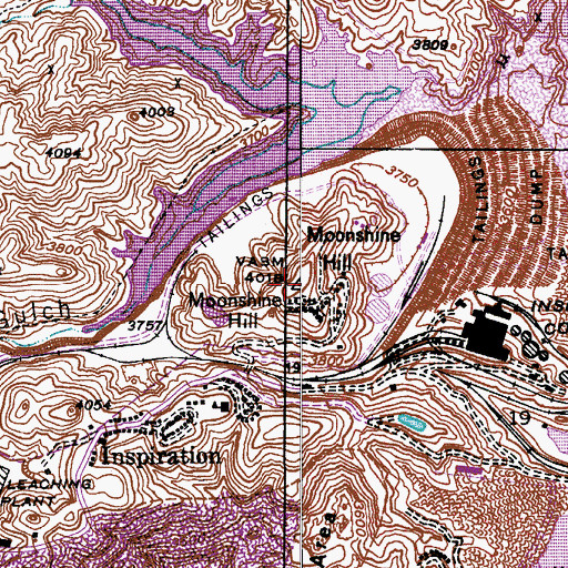 Topographic Map of Moonshine Hill, AZ