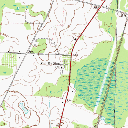 Topographic Map of Old Mount Zion Church, GA