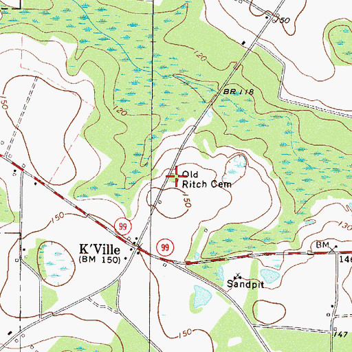 Topographic Map of Old Ritch Cemetery, GA