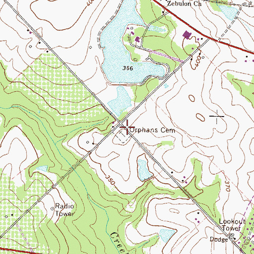 Topographic Map of Orphans Cemetery, GA