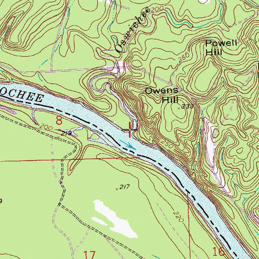 Topographic Map of Oswichee Creek, GA