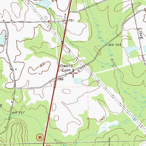 Topographic Map of Owens Cemetery, GA