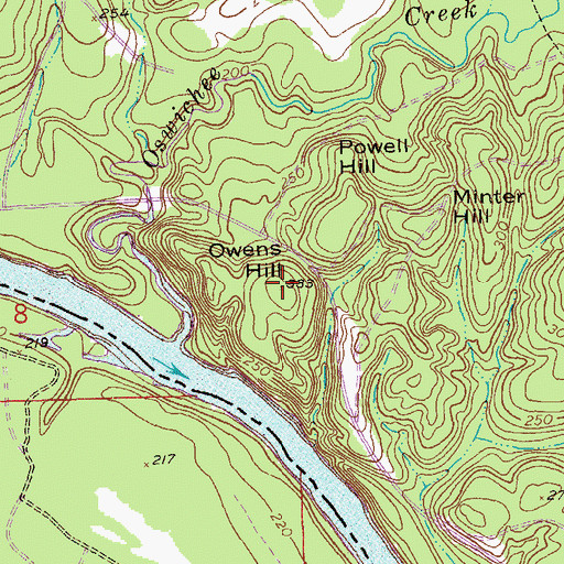 Topographic Map of Owens Hill, GA