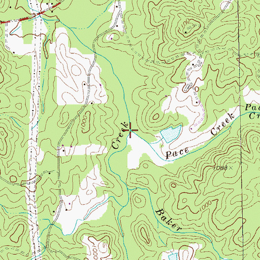 Topographic Map of Pace Creek, GA