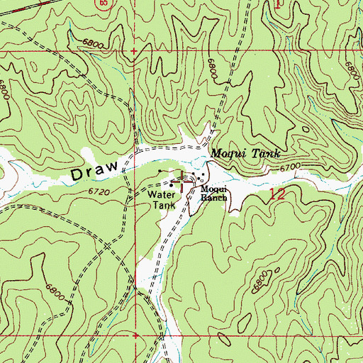 Topographic Map of Moqui Ranch, AZ