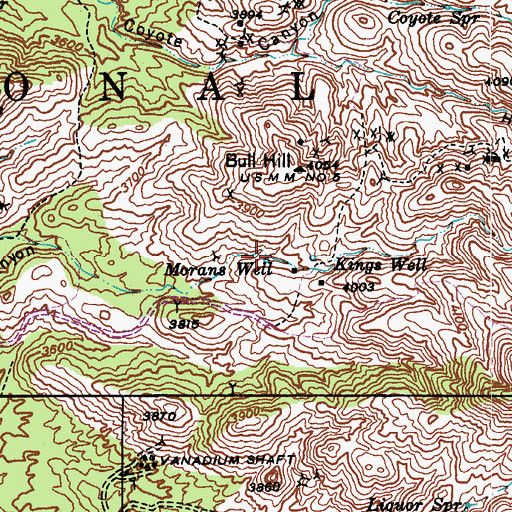 Topographic Map of Morans Well, AZ