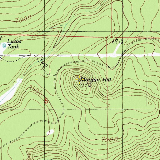 Topographic Map of Morgan Hill, AZ