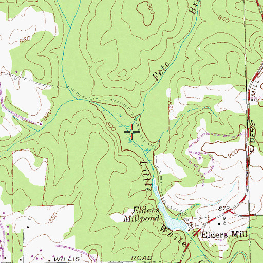 Topographic Map of Pete Branch, GA
