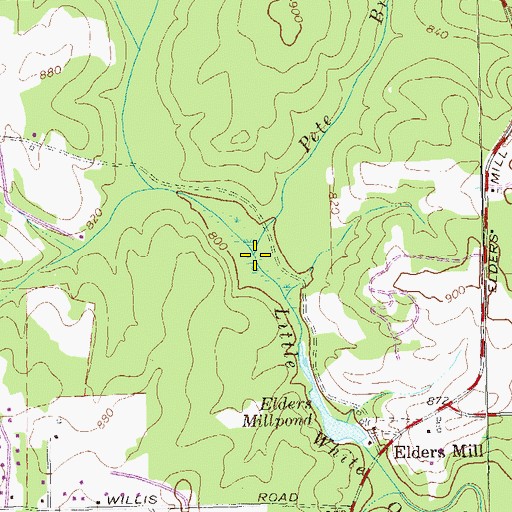 Topographic Map of Pete Branch, GA