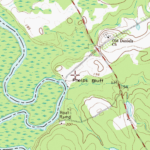 Topographic Map of Phelps Bluff, GA
