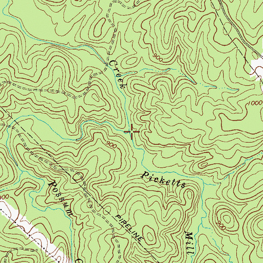 Topographic Map of Picketts Mill Creek, GA
