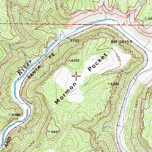 Topographic Map of Mormon Pocket, AZ