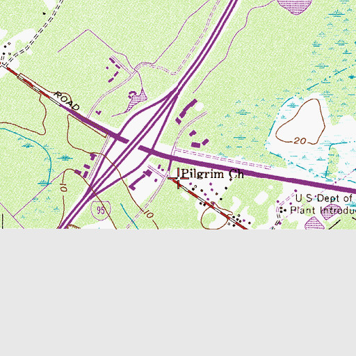 Topographic Map of Pilgrim Church, GA
