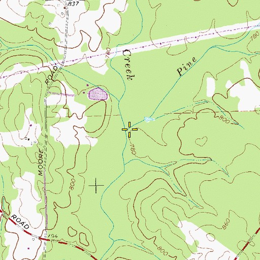Topographic Map of Pine Creek, GA
