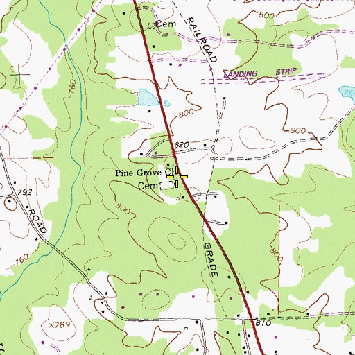 Topographic Map of Pine Grove Church, GA