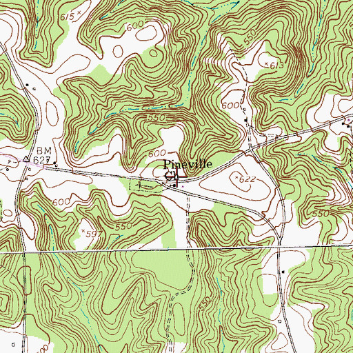 Topographic Map of Pineville Church, GA