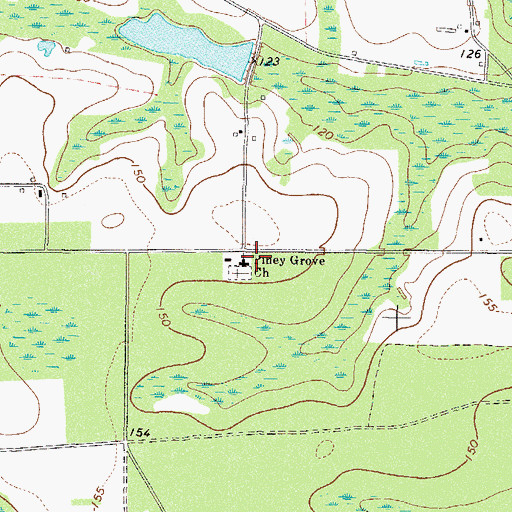 Topographic Map of Piney Grove Free Will Baptist Church, GA