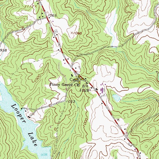 Topographic Map of Piney Grove Church, GA