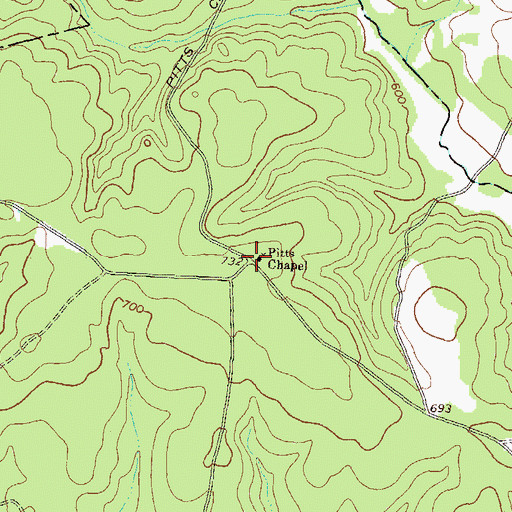 Topographic Map of Pitts Chapel, GA