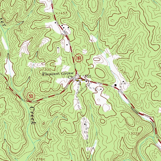 Topographic Map of Pleasant Grove Church, GA