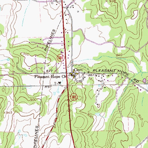 Topographic Map of Pleasant Hope Church, GA