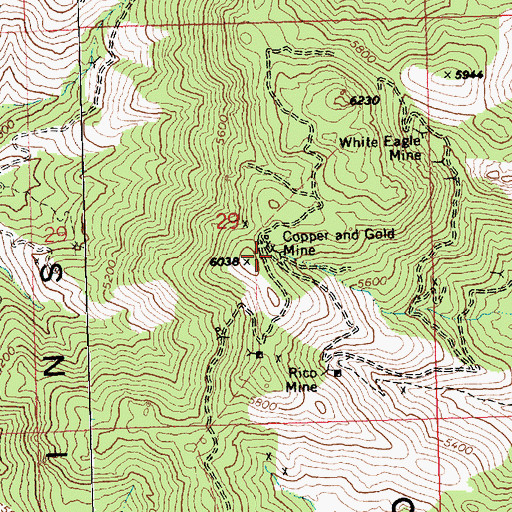 Topographic Map of Copper and Gold Mine, AZ
