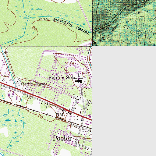 Topographic Map of Pooler Elementary School, GA