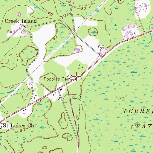 Topographic Map of Popples Cemetery, GA