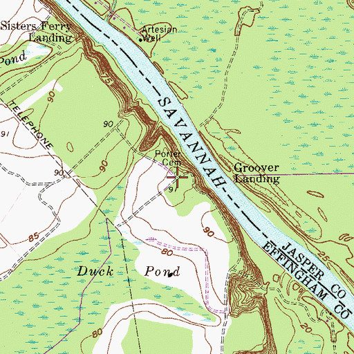 Topographic Map of Porter Cemetery, GA