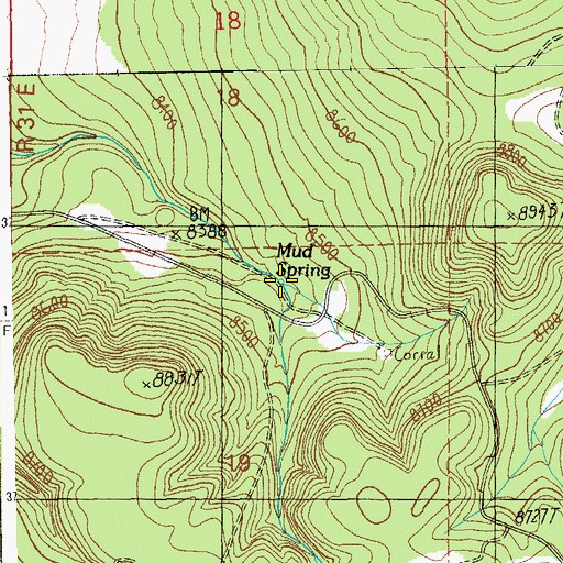 Topographic Map of Mud Spring, AZ