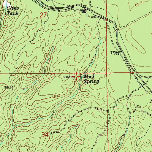 Topographic Map of Mud Spring, AZ