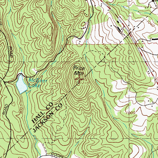 Topographic Map of Price Mountain, GA